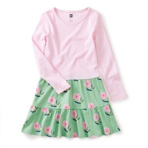 Tea Collection Tiered Skirted Twirl Dress Tossed Sakura Blossom Size 14